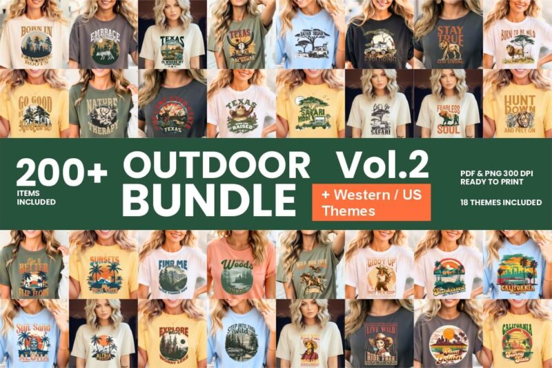 Outdoor Sublimation T shirt Designs Bundle