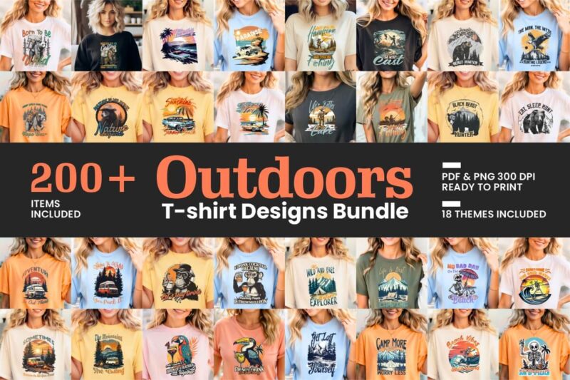 Outdoors T-shirt Designs Bundle