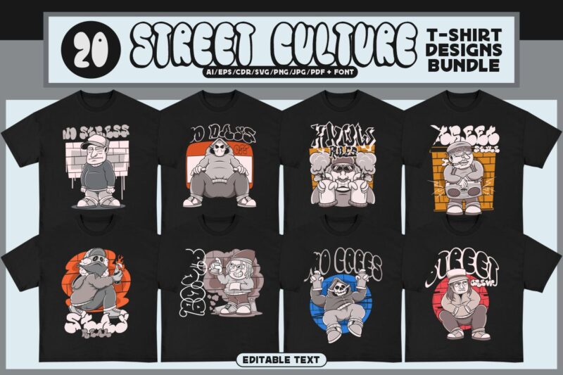 Street Culture Graffiti T-shirt Designs Bundle