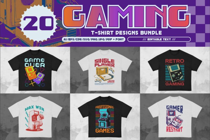 Gaming T-shirt Designs Bundle