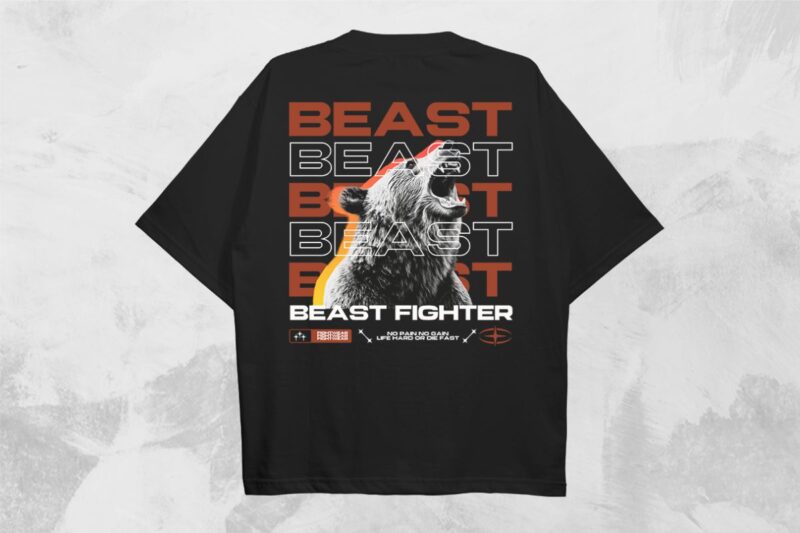 Beast Fighter Streetwear PNG T-shirt Design