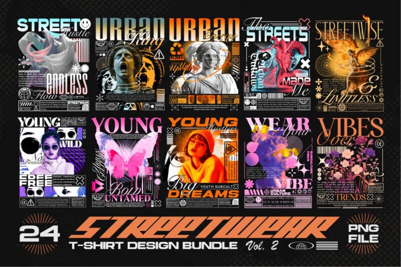 Streetwear PNG T-shirt Design Bundle Vol.2