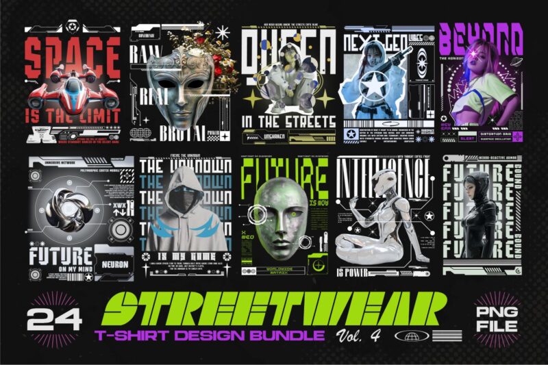 Streetwear PNG T-shirt Design Bundle Vol. 4