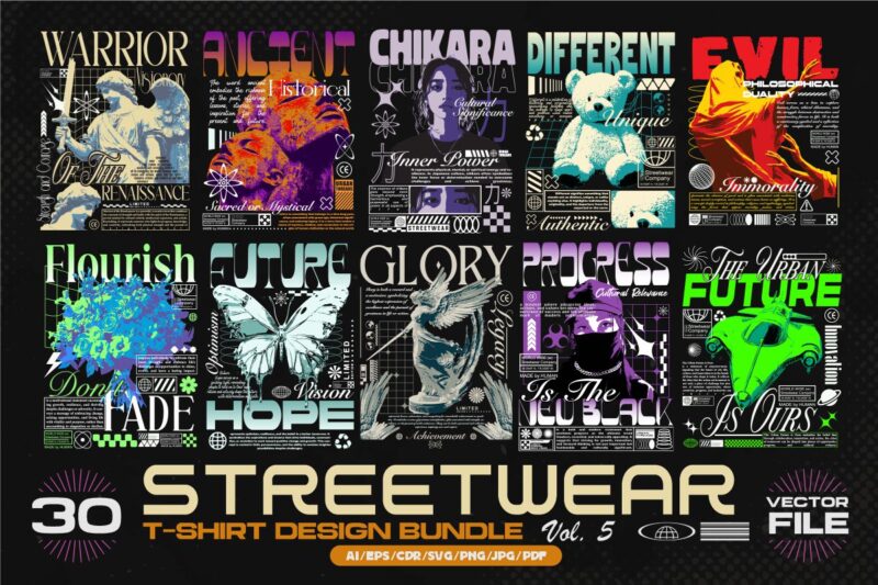 Yuki Streetwear PNG T-shirt Design Bundle Vol. 5