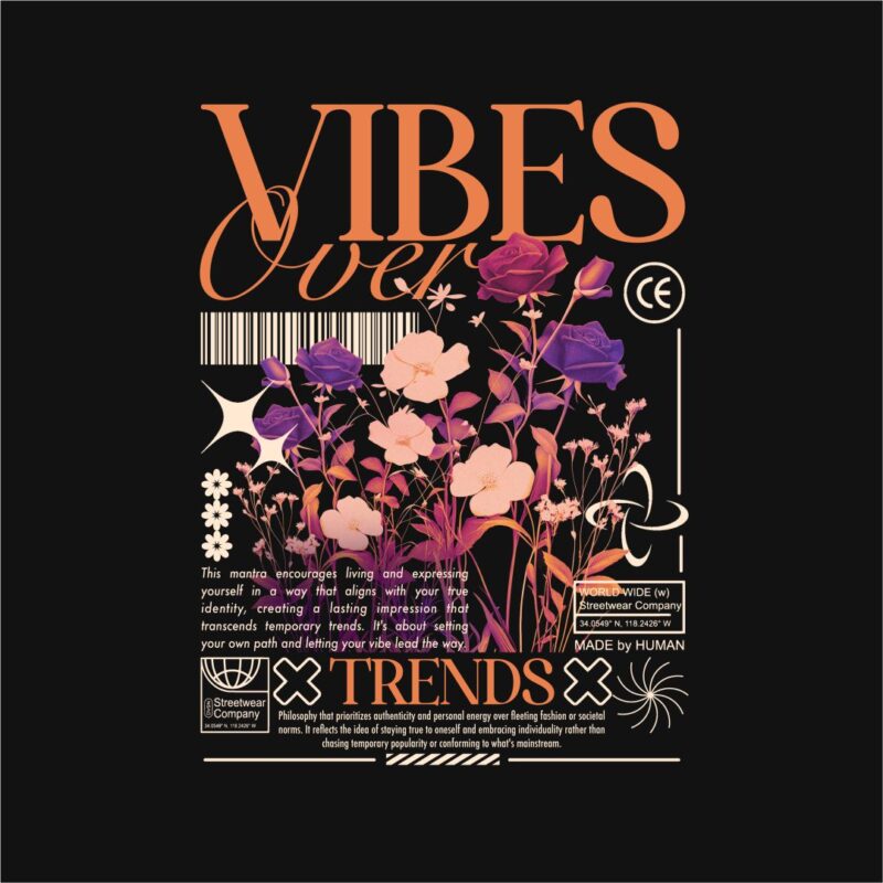 Vibes Over Trends Streetwear PNG T-shirt Design