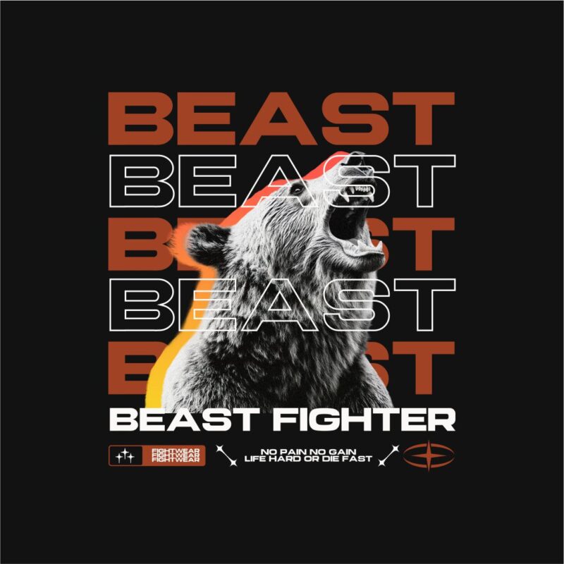 Beast Fighter Streetwear PNG T-shirt Design