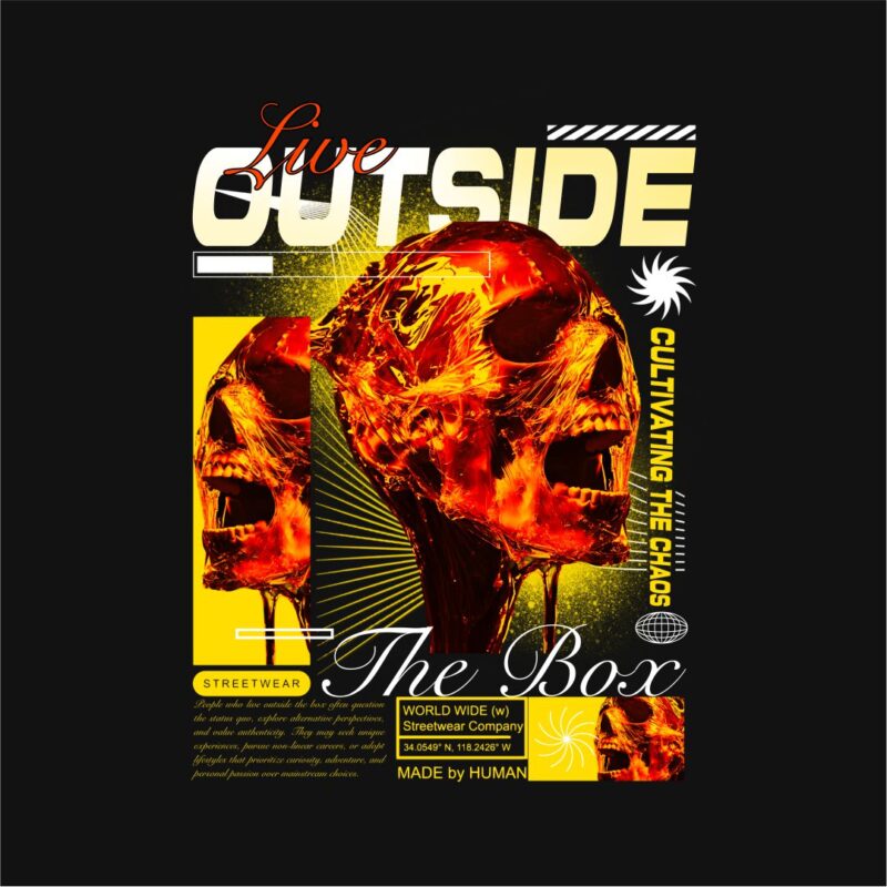 Live Outside the Box Streetwear PNG T-shirt Design