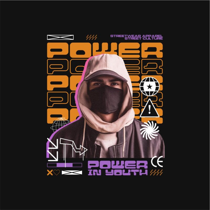 Power In Youth Streetwear PNG T-shirt Design