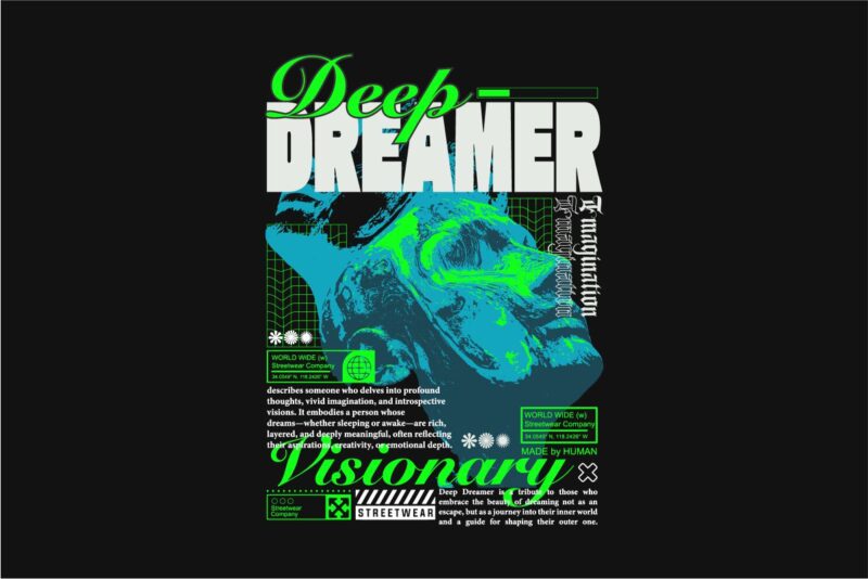 Deep Dreamer Streetwear PNG T-shirt Design