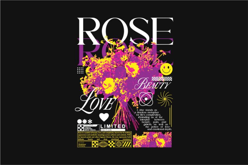 Rose Streetwear PNG T-shirt Design