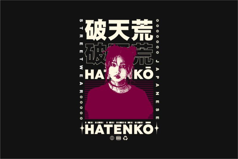 破天荒 - Hatenkō Streetwear PNG T-shirt Design